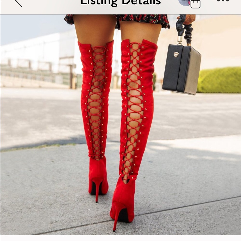 New Pointy Toe Stretchy Fitted Over Knee Heel Boot